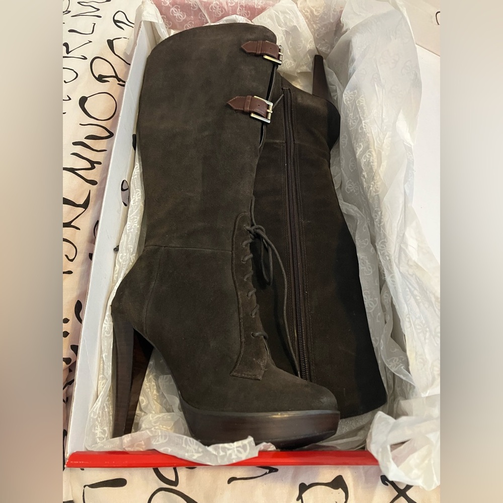 Guess Dark Brown Heeled Boots